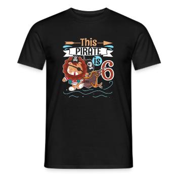 6 ans d’anniversaire d’enfant Lion Pirate - T-shirt homme - noir - Devant - AI Model Male 178 light (178cm)