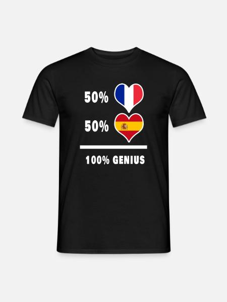 France et Espagne 100 % Genial / Cadeau - T-shirt homme - noir