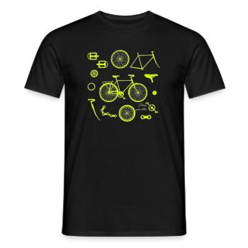 Bicycle Parts Illustration - Men's T-Shirt - black - Front - AI Model Male 178 light (178cm)