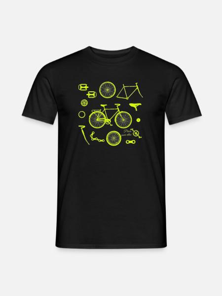 Illustration de pièces de vélo - T-shirt homme - noir