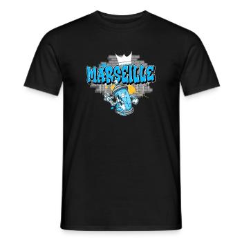 Marseille Graffiti - Men's T-Shirt - black - Front - AI Model Male 178 light (178cm)