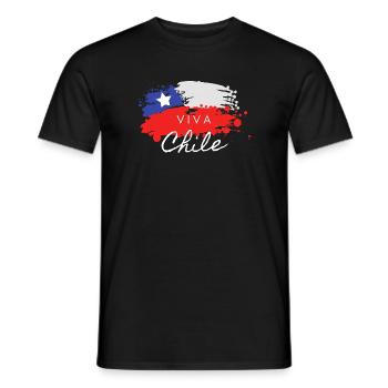 Viva Chile Flag Stain Paint T-Shirt - Men's T-Shirt - black - Front - AI Model Male 178 light (178cm)