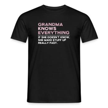Grandma Knows Everything - Men's T-Shirt - black - Front - AI Model Male 178 light (178cm)
