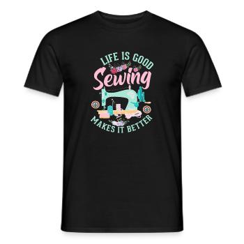Nähen - Männer T-Shirt - Schwarz - Vorne - AI Model Male 178 light (178cm)