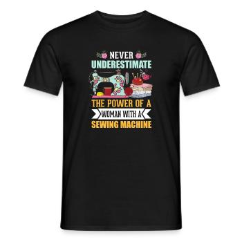 sew - Men's T-Shirt - black - Front - AI Model Male 178 light (178cm)