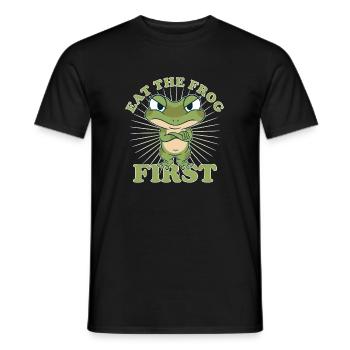 « Eat The Frog First » Comic To Dos d’abord - T-shirt homme - noir - Devant - AI Model Male 178 light (178cm)
