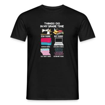 sew - Men's T-Shirt - black - Front - AI Model Male 178 light (178cm)