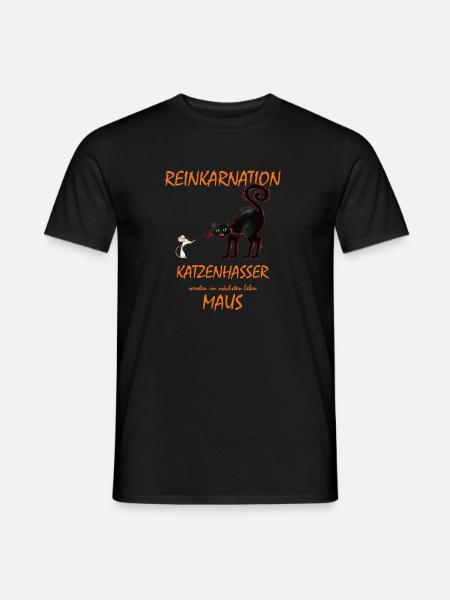 Katze - Katzenhasser werden im nächsten Leben Maus - Männer T-Shirt - Schwarz