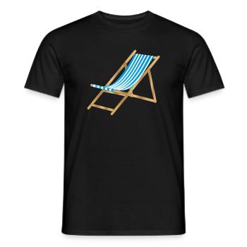 chaise longue marine rayée bleu blanc - T-shirt homme - noir - Devant - AI Model Male 178 light (178cm)