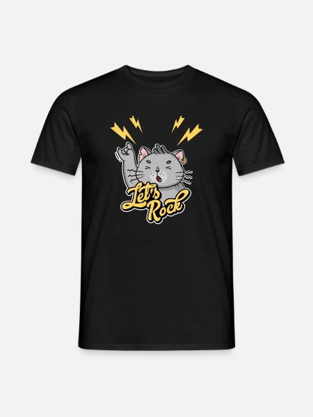 Let's Rock Rock n Roll Vintage Humor Katze - Männer T-Shirt - Schwarz