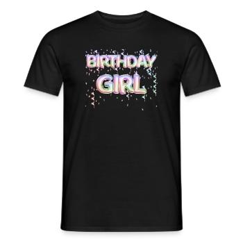 « Birthday Girl » Ballons de diapositives confettis - T-shirt homme - noir - Devant - AI Model Male 178 light (178cm)