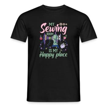 sew - Men's T-Shirt - black - Front - AI Model Male 178 light (178cm)