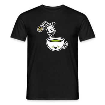 Funny Matcha Green Tea Kawaii Cartoon Teacup - Men's T-Shirt - black - Front - AI Model Male 178 light (178cm)