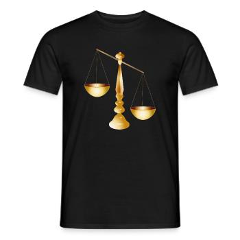 deux balances sur une poutre avec pied - T-shirt homme - noir - Devant - AI Model Male 178 light (178cm)