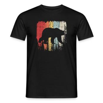 Silhouette d’ours sur coups de pinceau pastel - T-shirt homme - noir - Devant - AI Model Male 178 light (178cm)