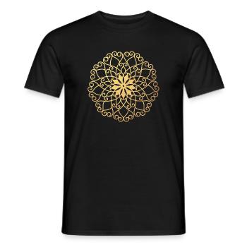 Or Méditation Yoga Mandala Sun Yoga Chemise Inde - T-shirt homme - noir - Devant - AI Model Male 178 light (178cm)