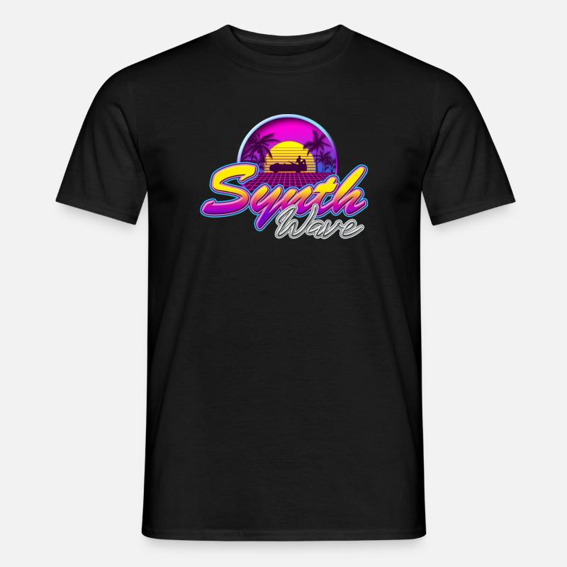 Synth-Wave Music Neon-Vibe Electrowave sunset - Männer T-Shirt - Schwarz
