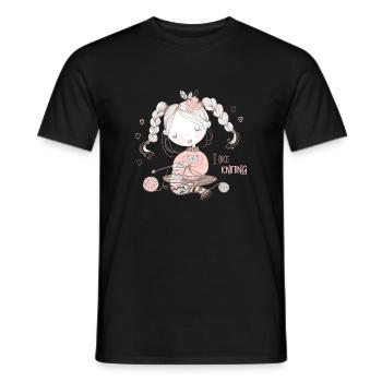 Knitting knitter "I like knitting" - Men's T-Shirt - black - Front - AI Model Male 178 light (178cm)