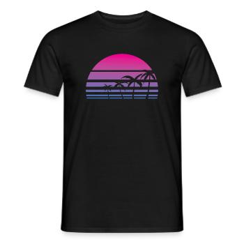 Palm Tree Tropical Summer Retro - Men's T-Shirt - black - Front - AI Model Male 178 light (178cm)