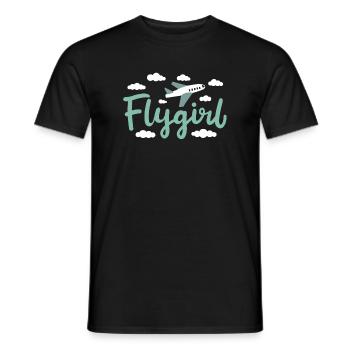 Pilot Girl Flight Attendant Aircraft Aviation - T-shirt homme - noir - Devant - AI Model Male 178 light (178cm)