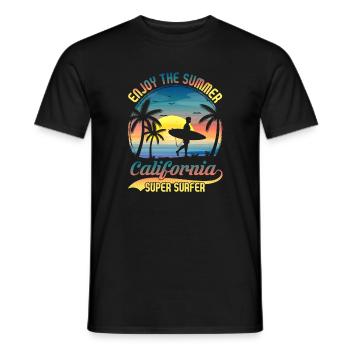 California Surfing Beach Style Design - Men's T-Shirt - black - Front - AI Model Male 178 light (178cm)