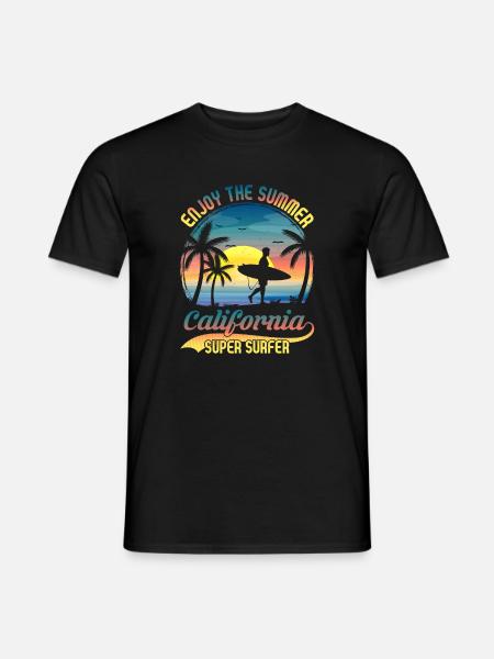California Surfing Beach Style Design - Men's T-Shirt - black