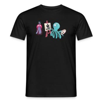Squid Artist And Friends Design - Men's T-Shirt - black - Front - AI Model Male 178 light (178cm)