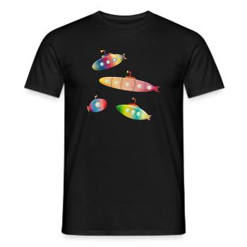vier zauberhafte farbenfrohe U-Boote mit Bullaugen - Männer T-Shirt - Schwarz - Vorne - AI Model Male 178 light (178cm)
