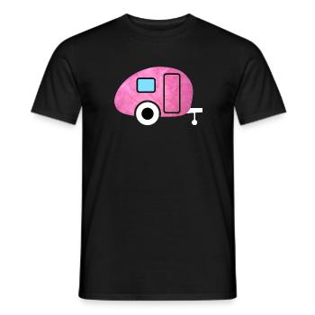 Caravan Camping hygge pink fluffy Caravan Fan - Men's T-Shirt - black - Front - AI Model Male 178 light (178cm)
