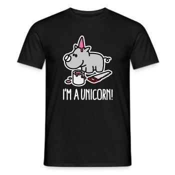 I'm a unicorn rhino funny chubby BBW Plus Size - Men's T-Shirt - black - Front - AI Model Male 178 light (178cm)