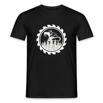 Insigne de la tronçonneuse dans la forêt - T-shirt homme - noir - Devant - AI Model Male 178 light (178cm)