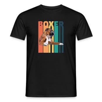 Boxer Chien Rétro - T-shirt homme - noir - Devant - AI Model Male 178 light (178cm)