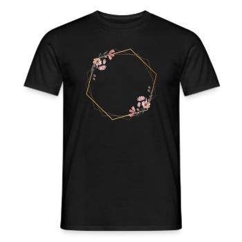 Geometric elegance with pink flowers - Men's T-Shirt - black - Front - AI Model Male 178 light (178cm)