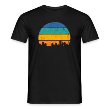 Sunset Skyline Stripes - Men's T-Shirt - black - Front - AI Model Male 178 light (178cm)