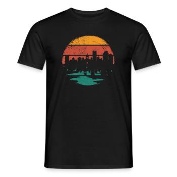 Sunset Skyline Silhouette - Men's T-Shirt - black - Front - AI Model Male 178 light (178cm)