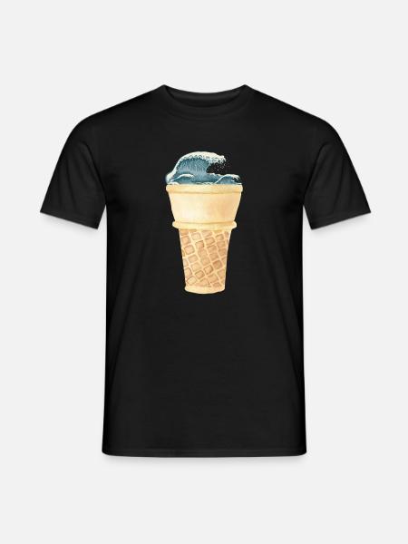 Eiswaffel Kanagawa Welle Vintage Eis - Männer T-Shirt - Schwarz