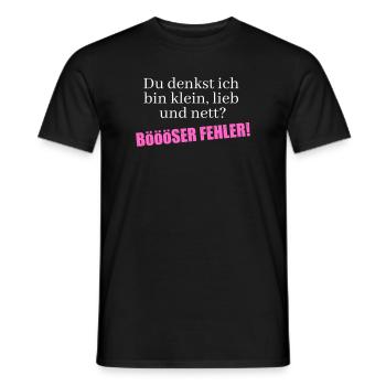 Du denkst ich bin klein, lieb und nett - Männer T-Shirt - Schwarz - Vorne - AI Model Male 178 light (178cm)