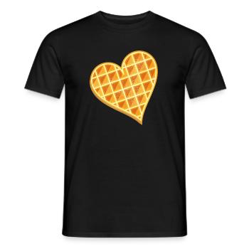 goldbraune Waffel in Herz Form mit Puderzucker - Männer T-Shirt - Schwarz - Vorne - AI Model Male 178 light (178cm)