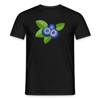 drei leuchtend blaue Heidelbeeren mit Blätter - Männer T-Shirt - Schwarz - Vorne - AI Model Male 178 light (178cm)