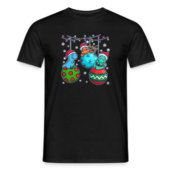 Ugly Xmas Dino Hässliche Weihnachten Schneeflocke - Männer T-Shirt - Schwarz - Vorne - AI Model Male 178 light (178cm)