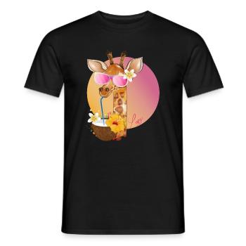 cool giraffe with sunglasses enjoys the summer - Men's T-Shirt - black - Front - AI Model Male 178 light (178cm)
