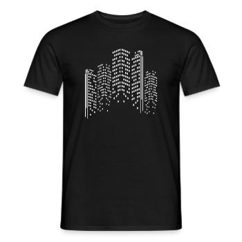 Neon City Skyline Silhouette - Men's T-Shirt - black - Front - AI Model Male 178 light (178cm)