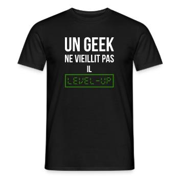 Geek Level (vert) - T-shirt homme - noir - Devant - AI Model Male 178 light (178cm)