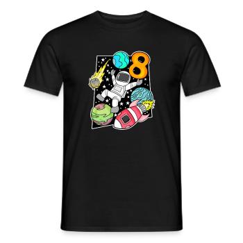 8th birthday astronaut boys children's birthday - Men's T-Shirt - black - Front - AI Model Male 178 light (178cm)