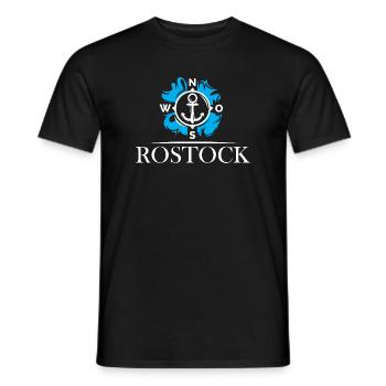 Rostock lake anchor compass symbol Logo illustration - Men's T-Shirt - black - Front - AI Model Male 178 light (178cm)