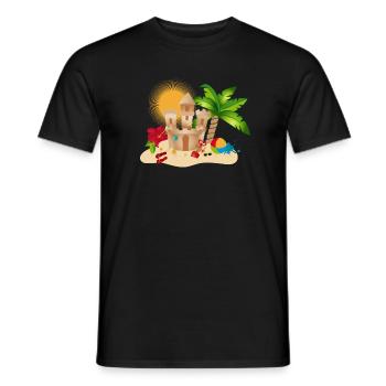 Eine Sandburg am Strand weckt Urlaubsgefühle - Männer T-Shirt - Schwarz - Vorne - AI Model Male 178 light (178cm)