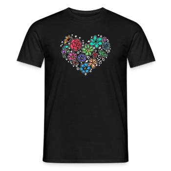 Natur Herz Blühen - Männer T-Shirt - Schwarz - Vorne - AI Model Male 178 light (178cm)