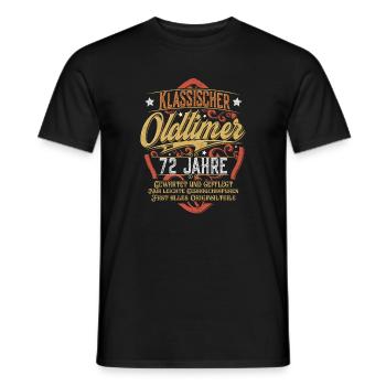 72. Geburtstag Oldtimer - Männer T-Shirt - Schwarz - Vorne - AI Model Male 178 light (178cm)