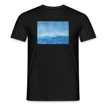 Meer Küste Leuchtturm Malerei - Männer T-Shirt - Schwarz - Vorne - AI Model Male 178 light (178cm)