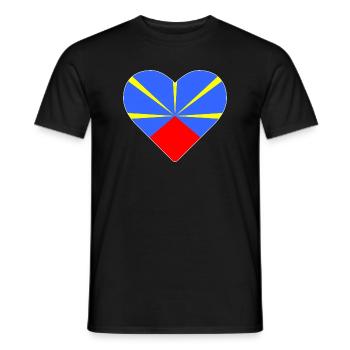 Heart flag the island of reunion - Men's T-Shirt - black - Front - AI Model Male 178 light (178cm)